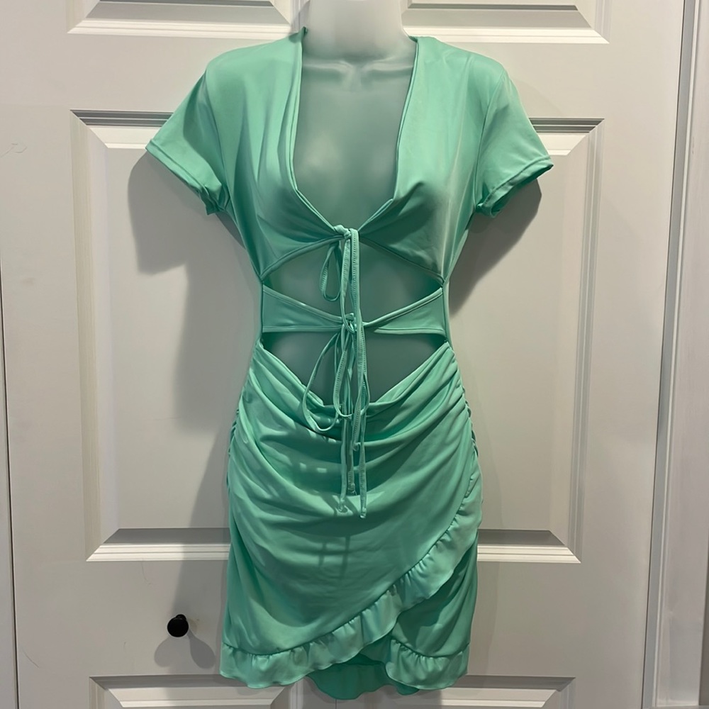 Shein Tie Ruffle Dress